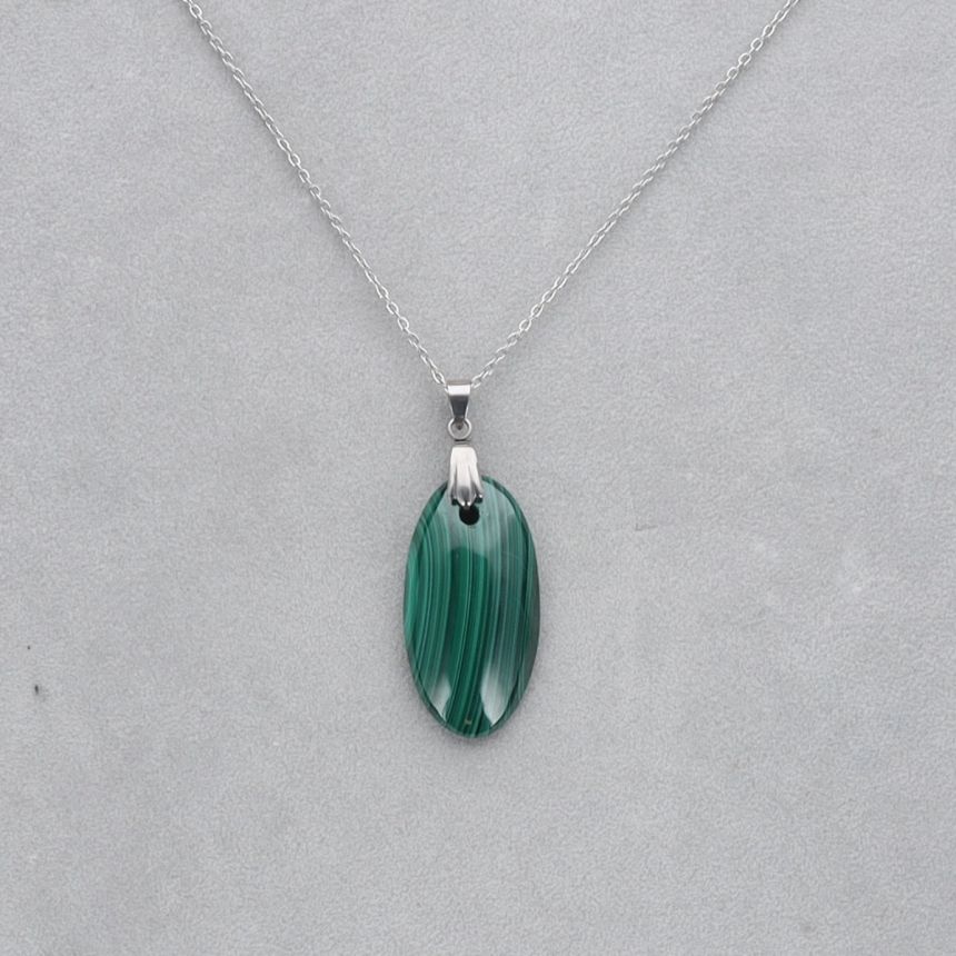 Malachite Cabochon percé 59