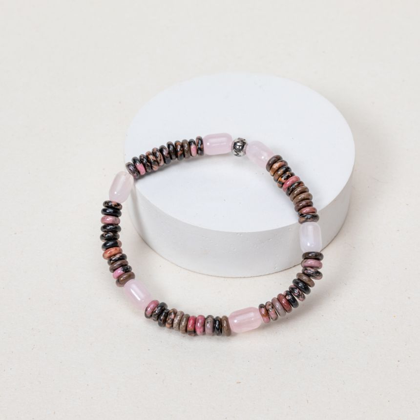 Bracelet Sienna - Rhodonite, Quartz rose